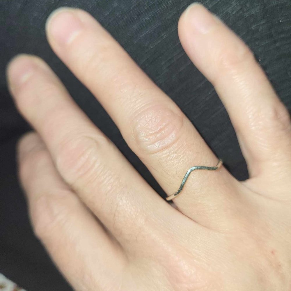 Simple Minimal Silver Chevron Stacking Ring Size 5.75